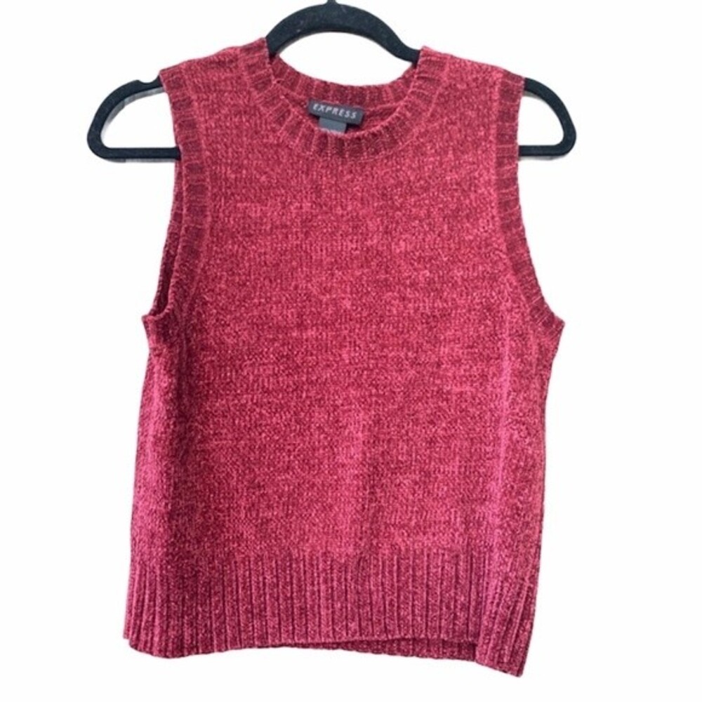EXPRESS blouse womens burgundy sweater sleeveless top size large
